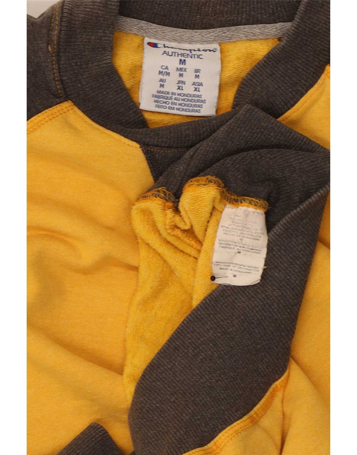 Champion moletom masculino jumper médio amarelo colorblock algodão