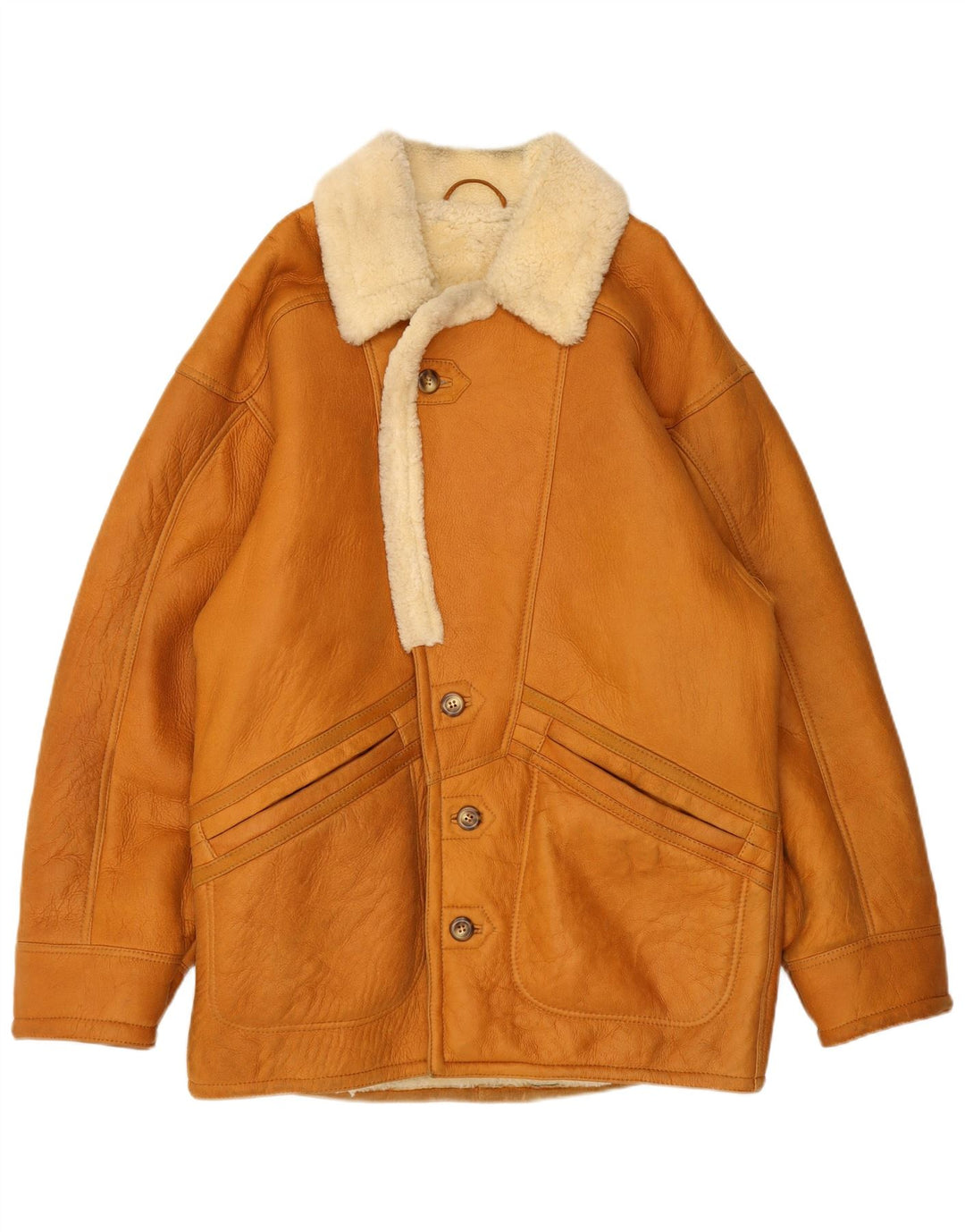 Jaqueta masculina vintage Shearling IT 48 marrom médio