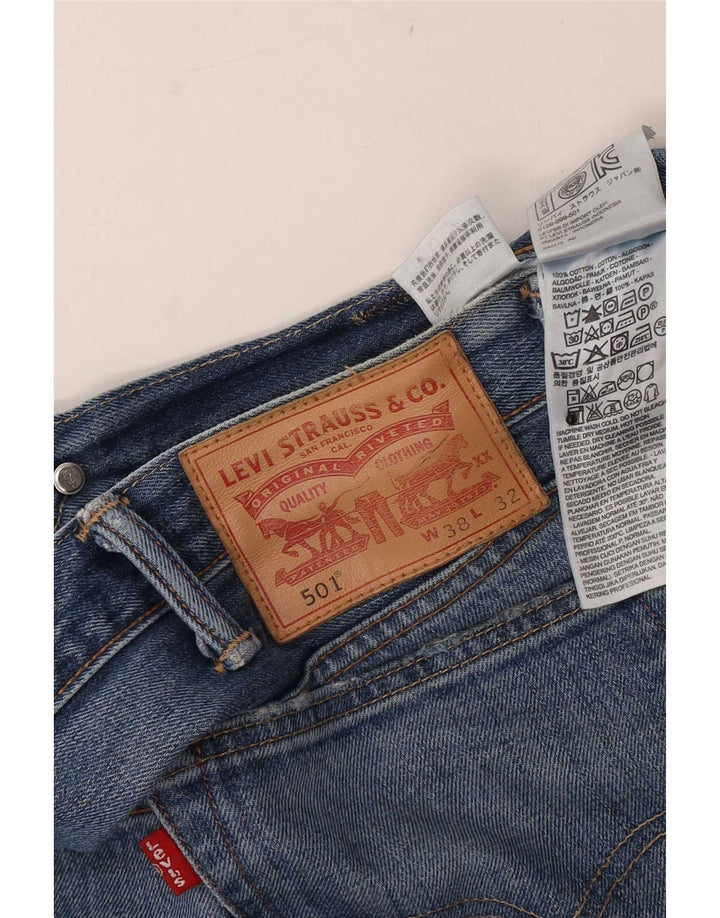 Levi's Masculino 501 Straight Jeans W38 L32 Azul Algodão
