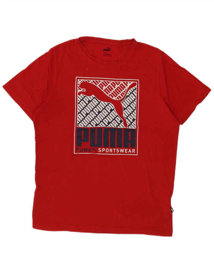 Puma Mens Graphic T-Shirt Top Médio Algodão Vermelho