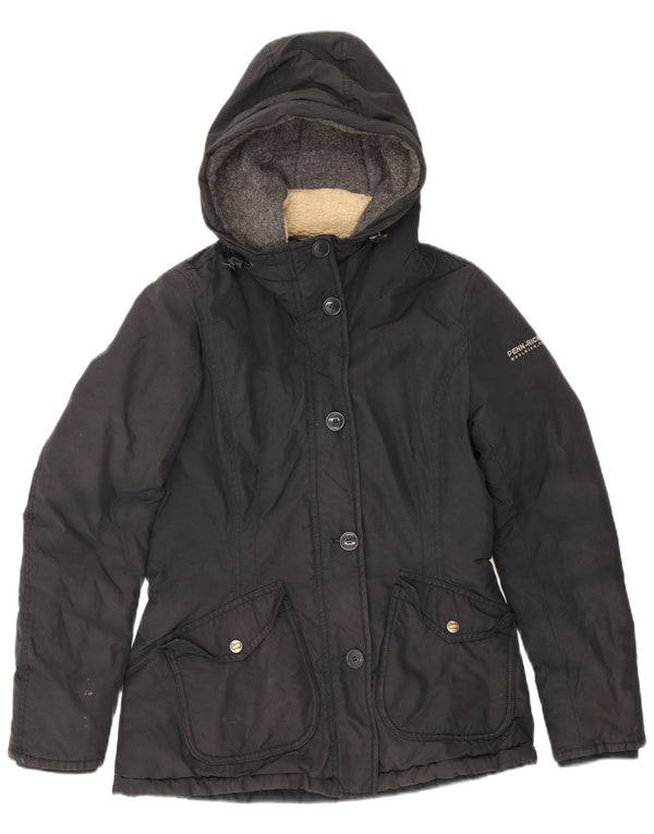 Jaqueta corta-vento feminina Woolrich com capuz UK 10 pequena preta