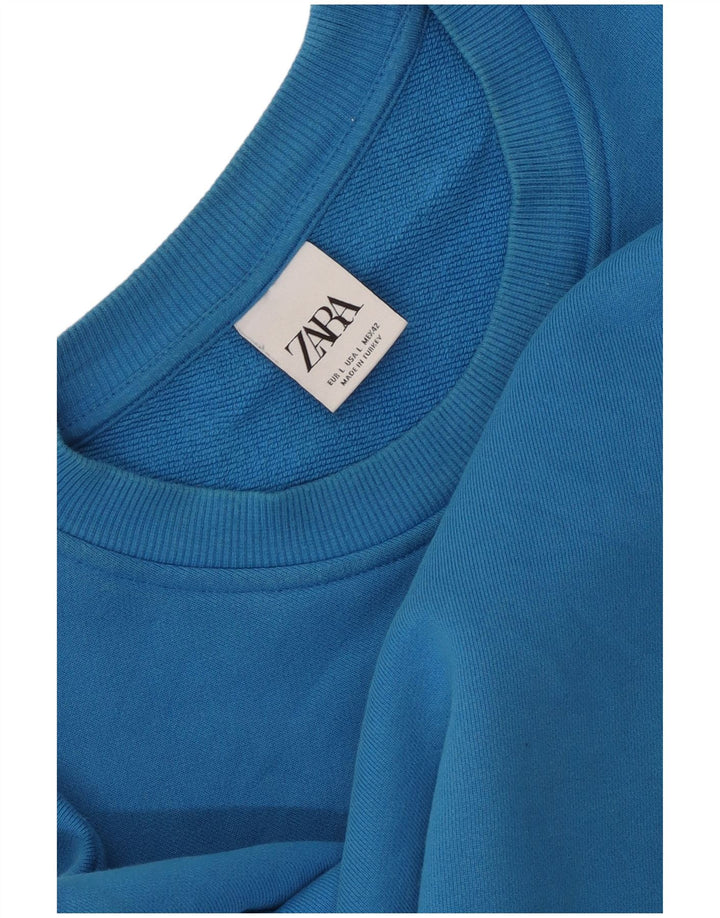 Zara Moletom Masculino Jumper Grande Azul