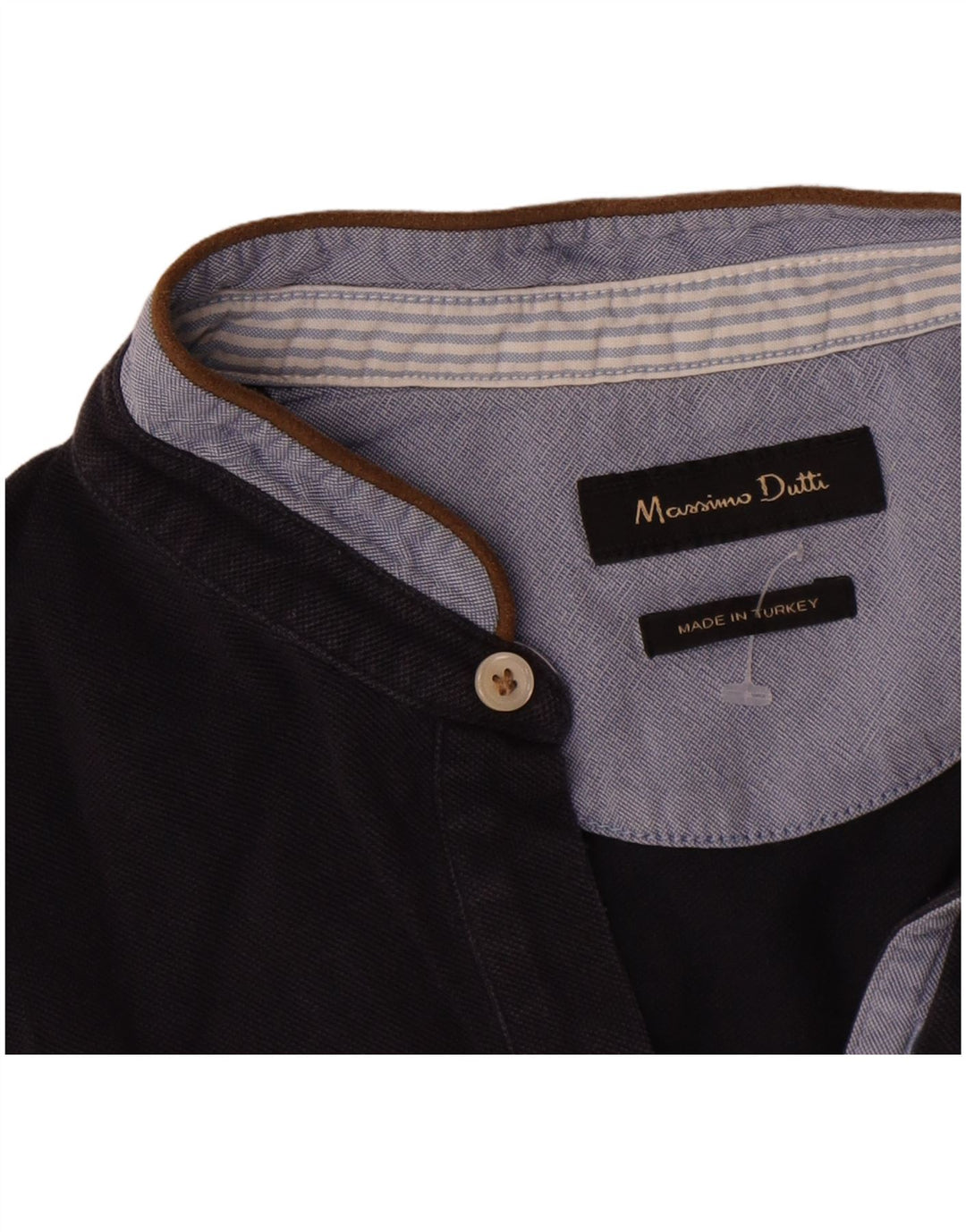 Camisa polo masculina Massimo Dutti médio azul marinho algodão colorblock
