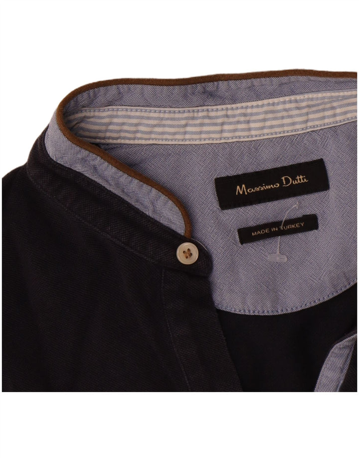 Camisa polo masculina Massimo Dutti médio azul marinho algodão colorblock