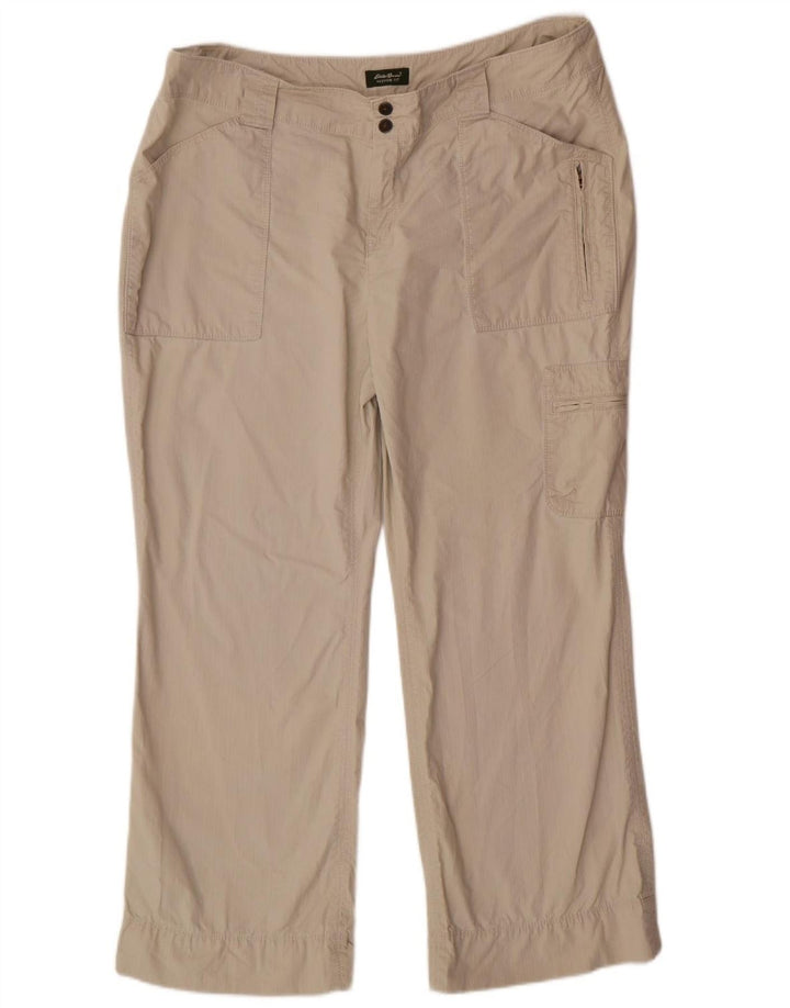 Calça feminina EDDIE BAUER reta cortada EUA 16 2XL W38 L27 bege