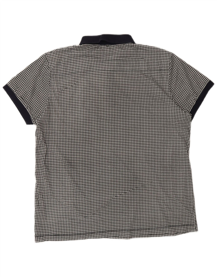 Camisa polo masculina 2XL French Connection algodão houndstooth preto