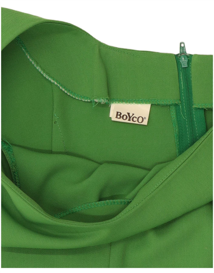 Vestido feminino vintage sem mangas com bainha UK 14 poliéster verde médio