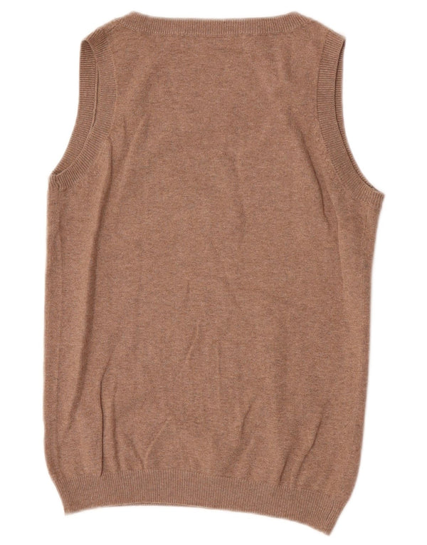 Regata feminina Zara com colete UK 12 algodão manchado marrom médio