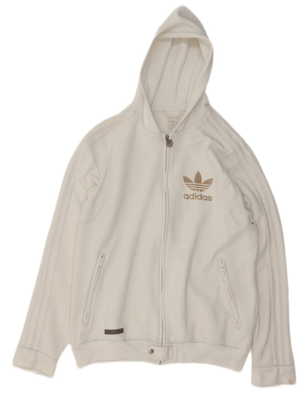 Adidas Mens Zip Hoodie Sweater XL Branco Poliéster