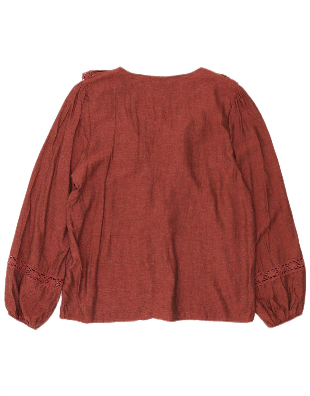 Blusa feminina Zara com babados na frente e grandes dimensões Reino Unido 10 pequena viscose vermelha