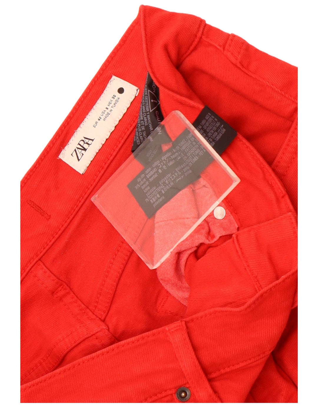 Calça jeans reta feminina Zara EU 40 médio W30 L27 algodão vermelho