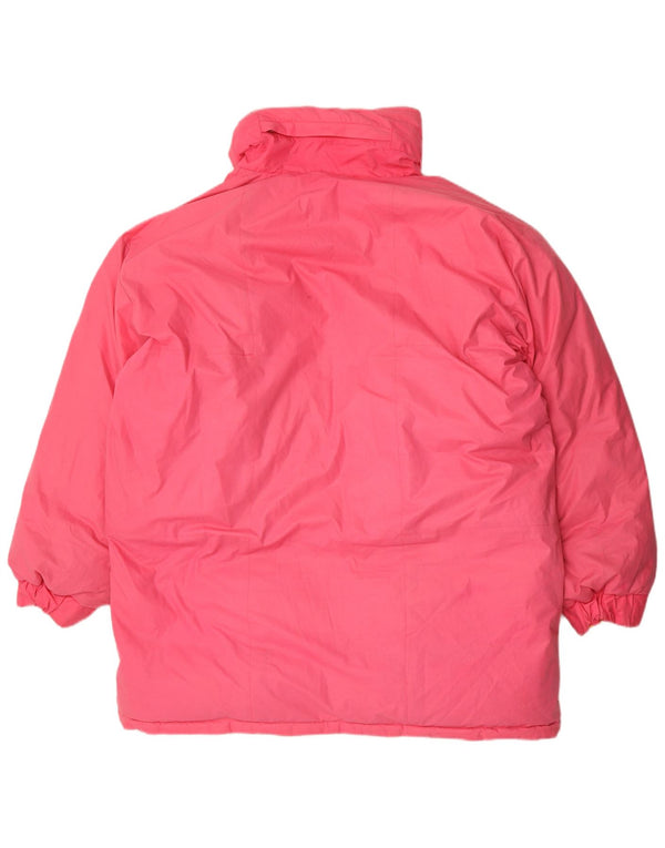 Casaco acolchoado com capuz masculino vintage UK 42 XL poliéster rosa