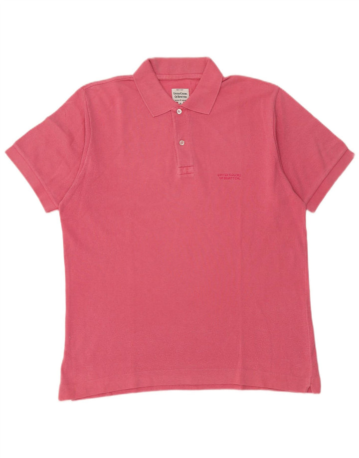 Camisa polo masculina Benetton pequena algodão rosa