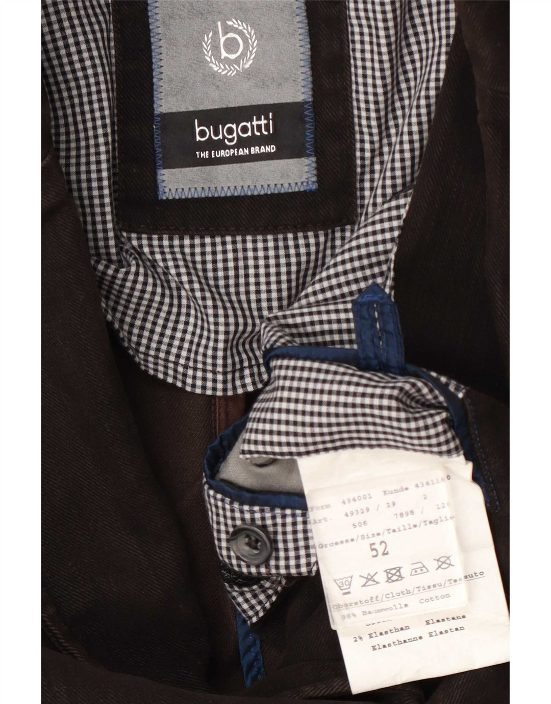Bugatti Mens Jaqueta Blazer de 3 Botões EU 52 XL Algodão Marrom