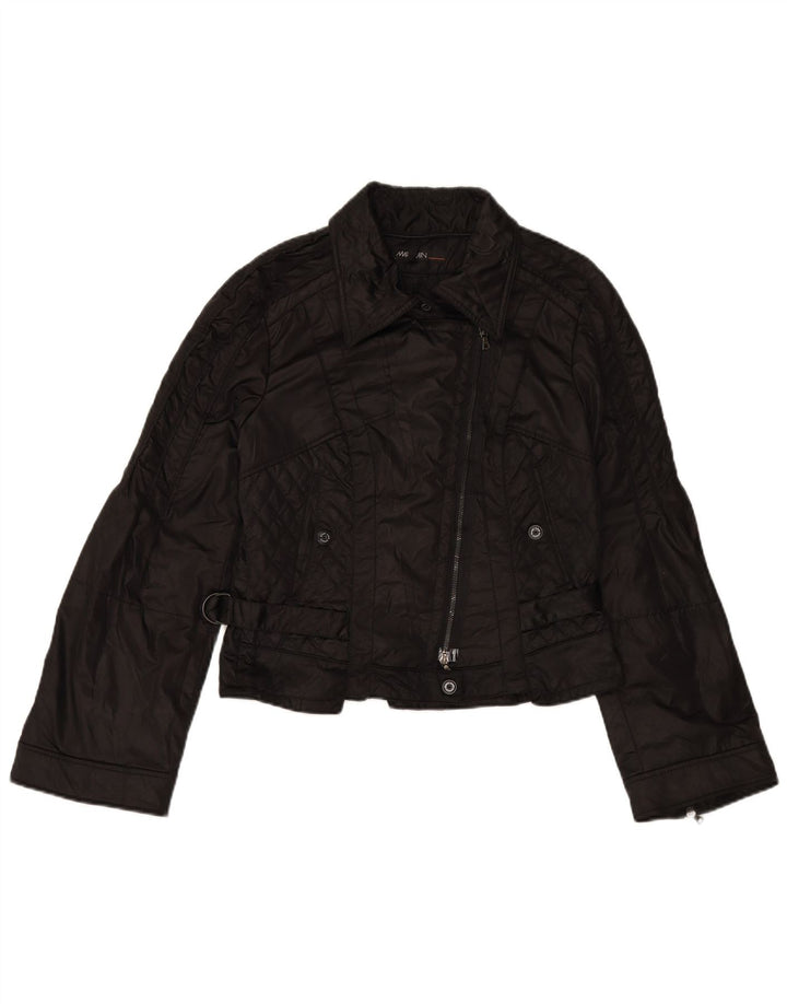 Jaqueta feminina acolchoada para motociclista MARC CAIN Reino Unido 12 médio preto