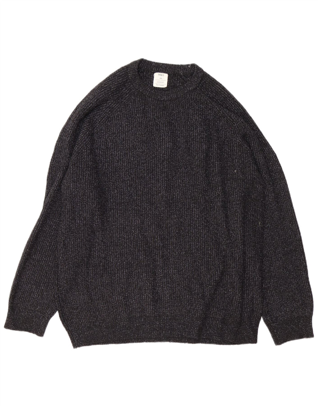 Suéter masculino Marks & Spencer com gola redonda 2XL poliamida manchada preta