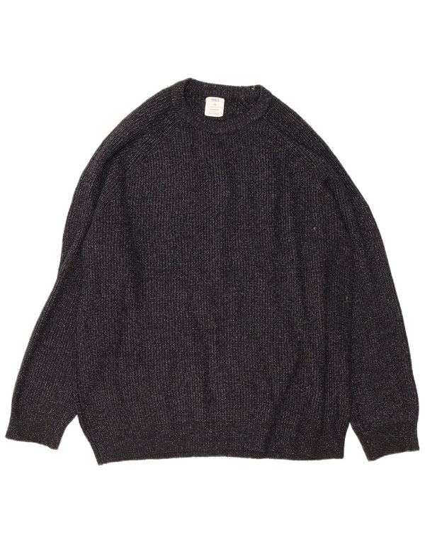 Suéter masculino Marks & Spencer com gola redonda 2XL poliamida manchada preta