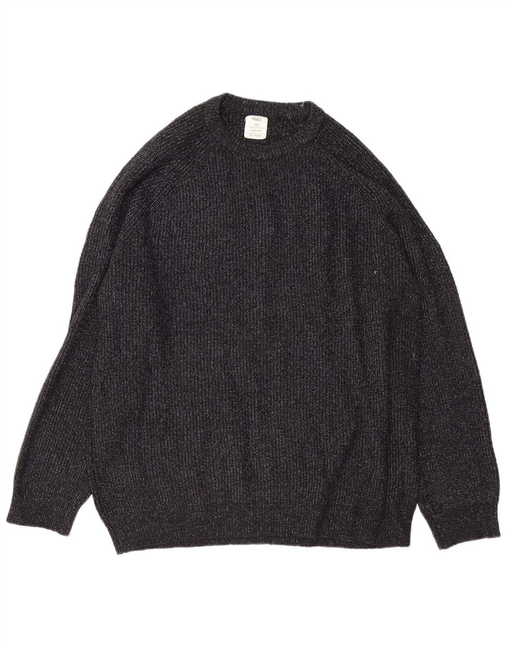 Suéter masculino Marks & Spencer com gola redonda 2XL poliamida manchada preta