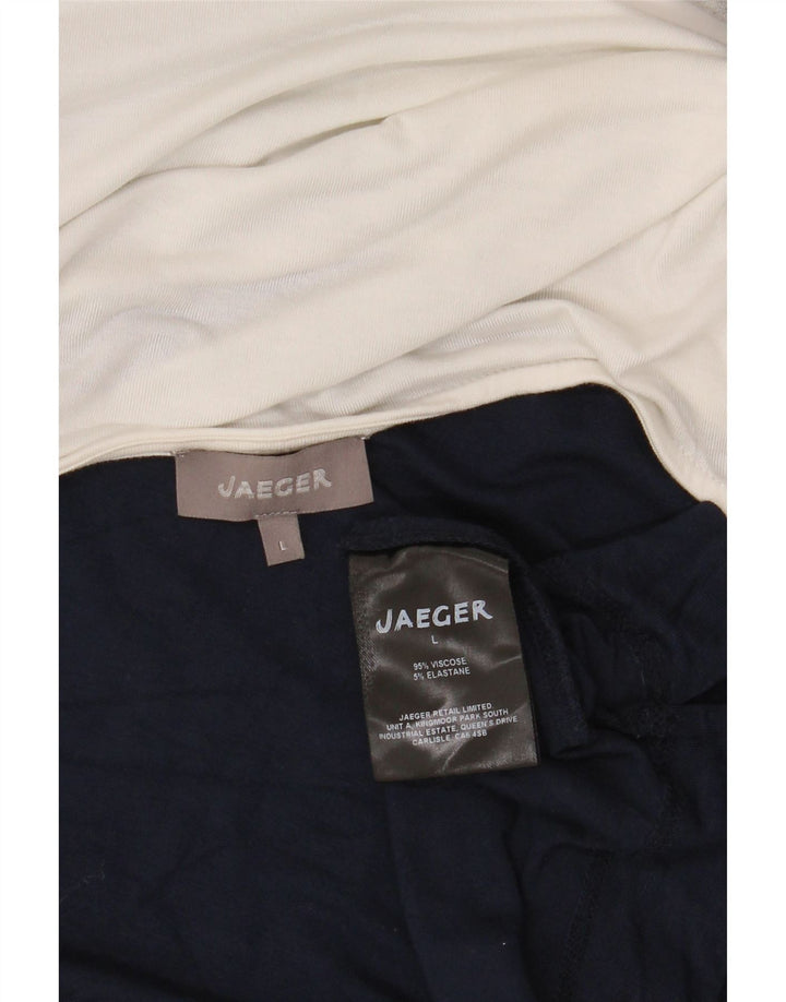 Top feminino Jaeger manga 3/4 Reino Unido 16 grande multicolorido colorblock viscose