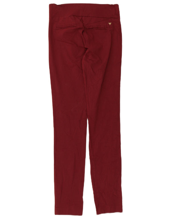 Guess Calça feminina casual skinny pequena W24 L29 Borgonha Rayon