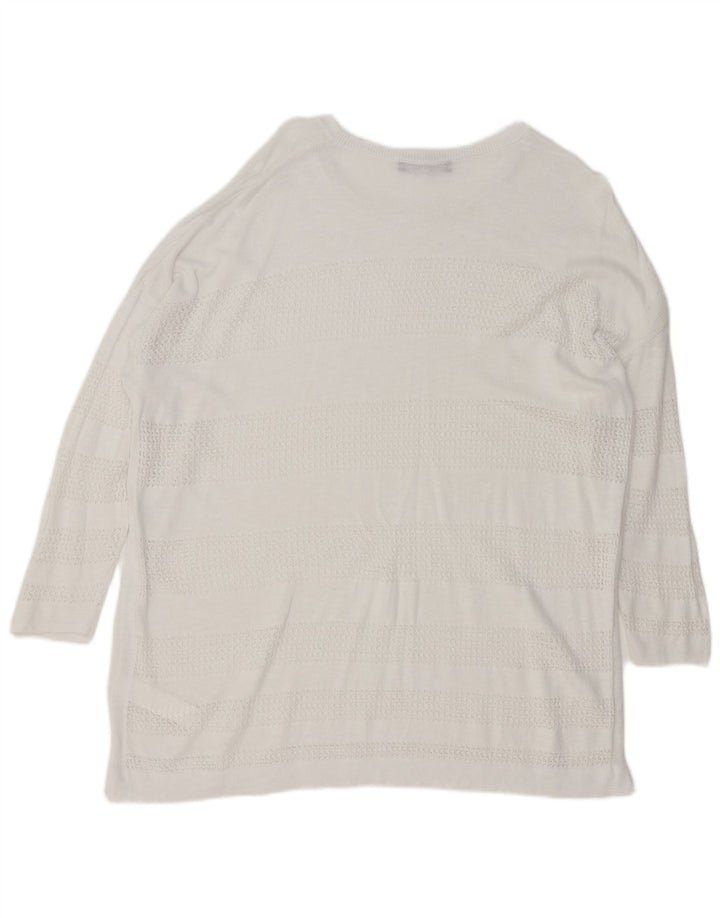 Suéter feminino Marks & Spencer com gola canoa grande Reino Unido 18 XL branco