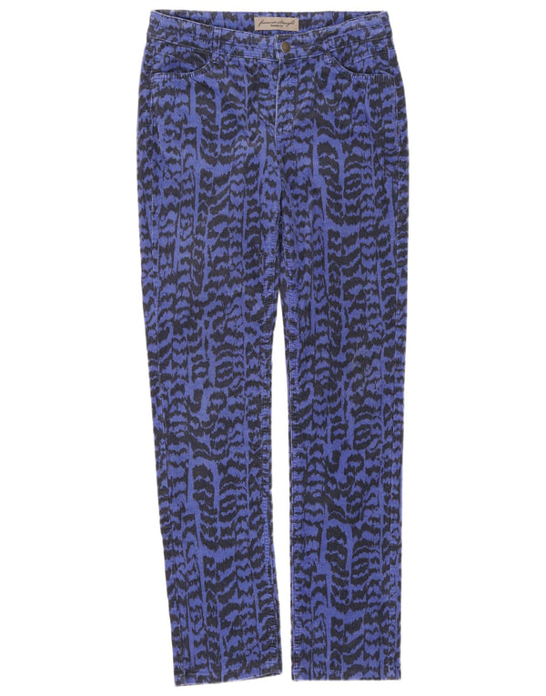 Calça feminina de veludo Yessica UK 12 médio W28 L31 azul estampa animal