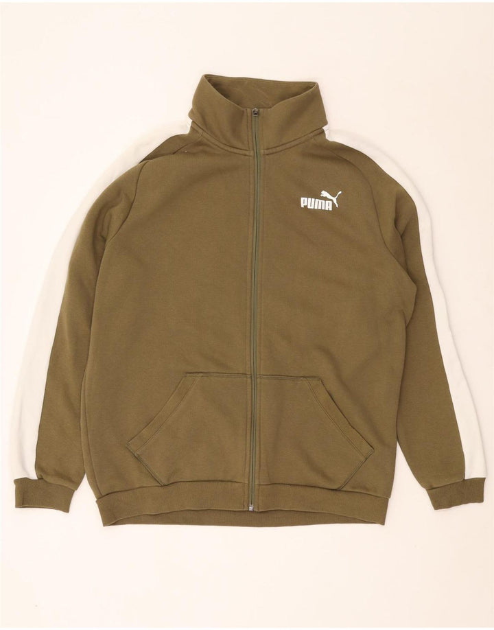PUMA Mens Tracksuit Top Jacket Grande Khaki Colourblock Algodão