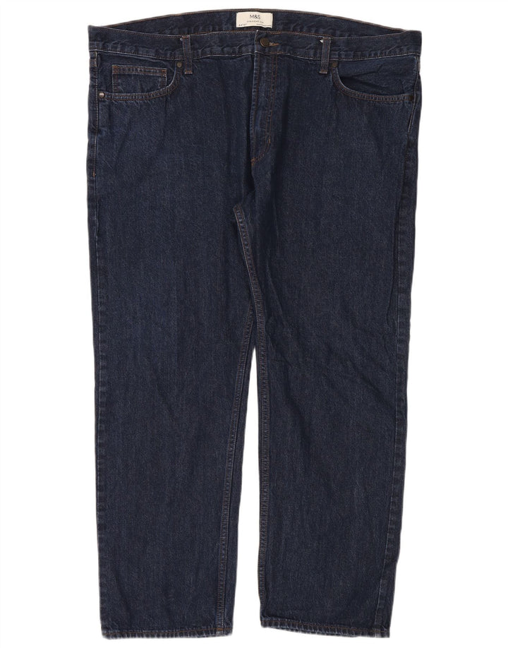 Jeans retos masculinos Marks & Spencer W44 L31 algodão azul marinho