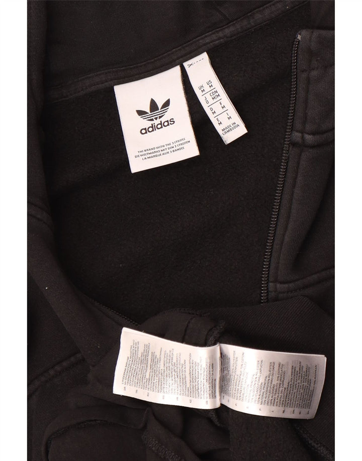 Adidas masculino zip moletom com capuz médio algodão preto
