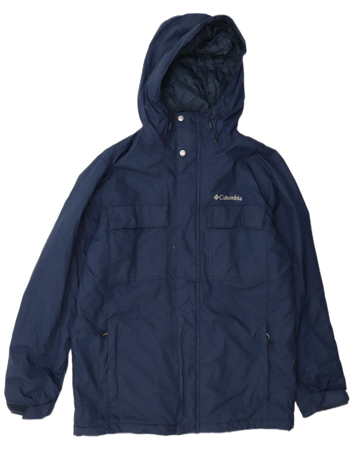 Jaqueta de chuva masculina Columbia com capuz Reino Unido 38 médio azul marinho nylon
