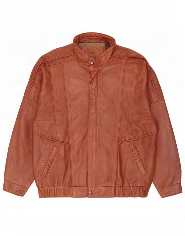 Jaqueta de couro masculina vintage IT 50 grande marrom