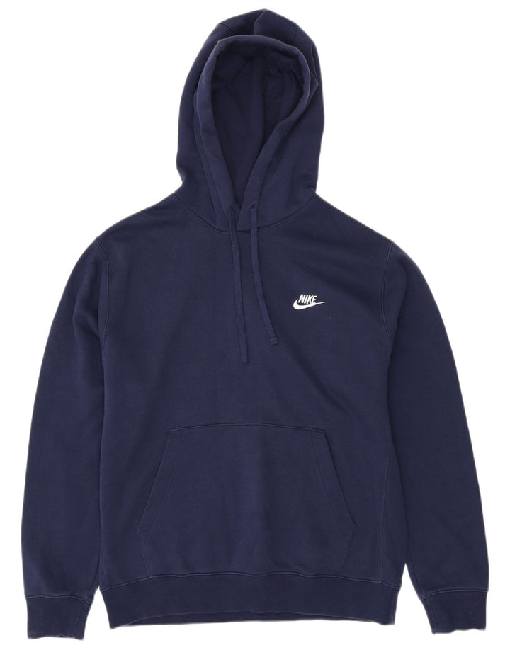 NIKE Mens Hoodie Jumper Médio Azul Marinho Algodão