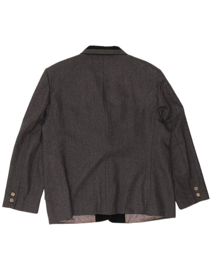Jaqueta blazer feminina Roccobarocco com 3 botões UK 18 XL cinza colorblock lã