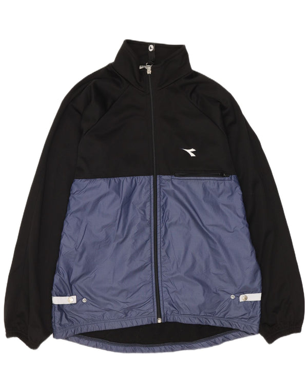 DIADORA Mens Tracksuit Top Jacket Medium Black Colourblock Polyester