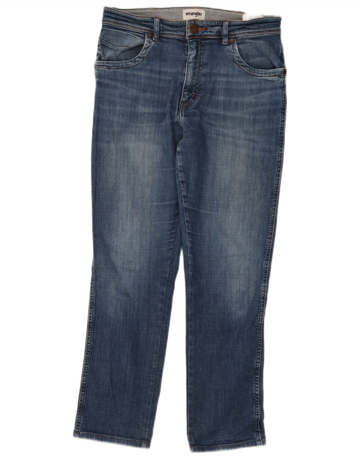 WRANGLER Masculino Texas Straight Jeans W32 L30 Azul Algodão