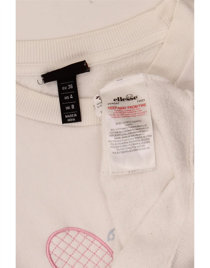 ELLESSE moletom feminino oversized gráfico Reino Unido 8 pequeno algodão branco