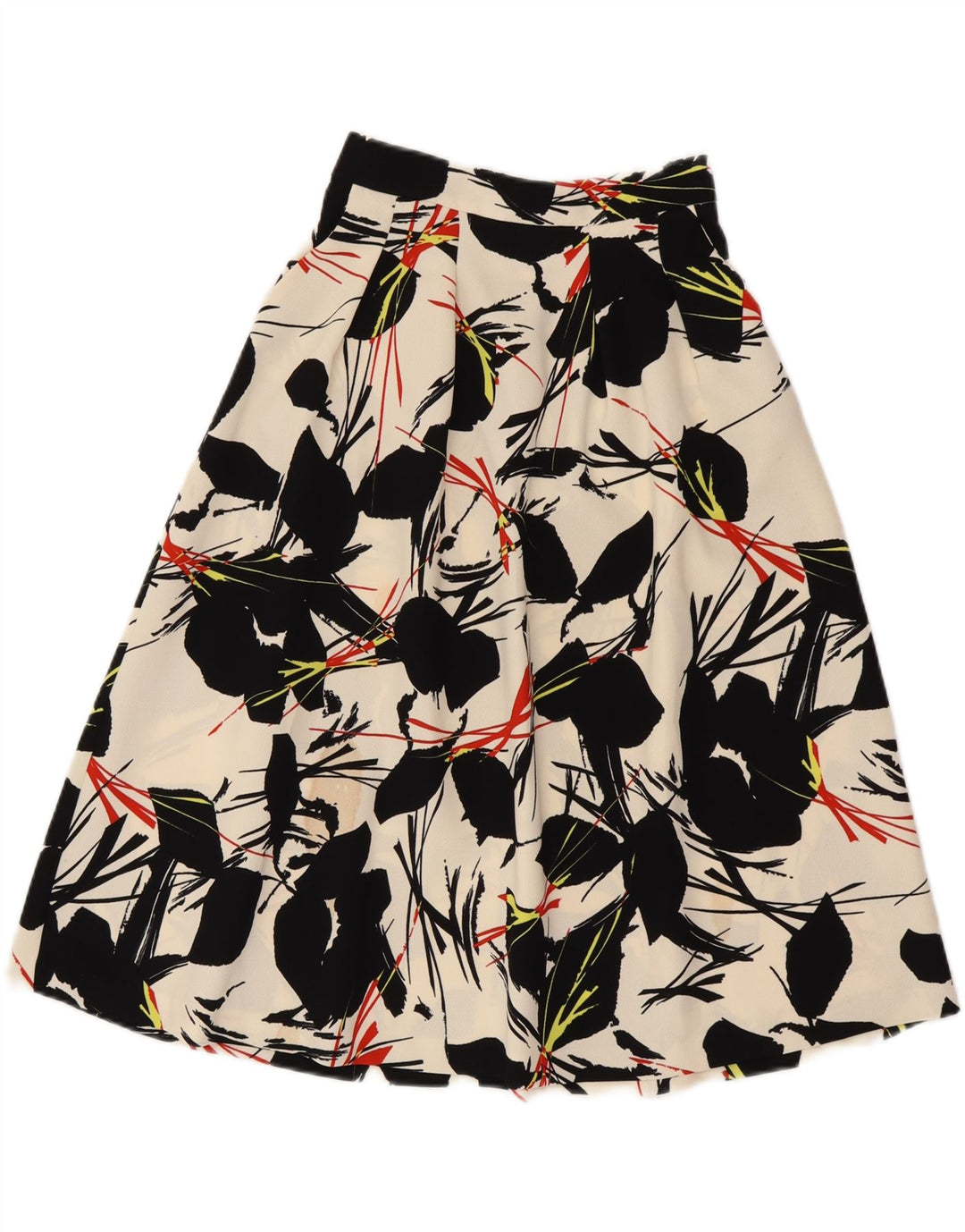 WAREHOUSE Saia feminina evasê UK 6 XS W25 off white floral poliéster