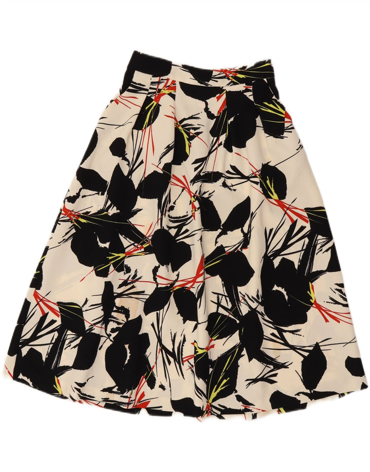 WAREHOUSE Saia feminina evasê UK 6 XS W25 off white floral poliéster