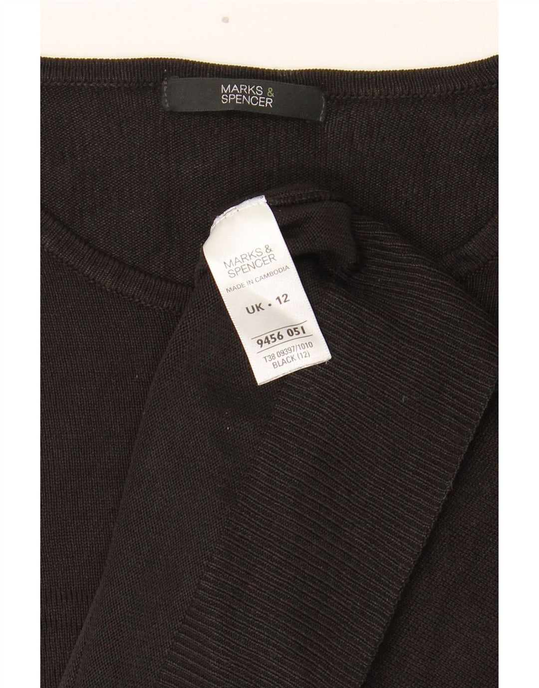 Suéter feminino Marks & Spencer com gola redonda Reino Unido 12 acrílico preto médio