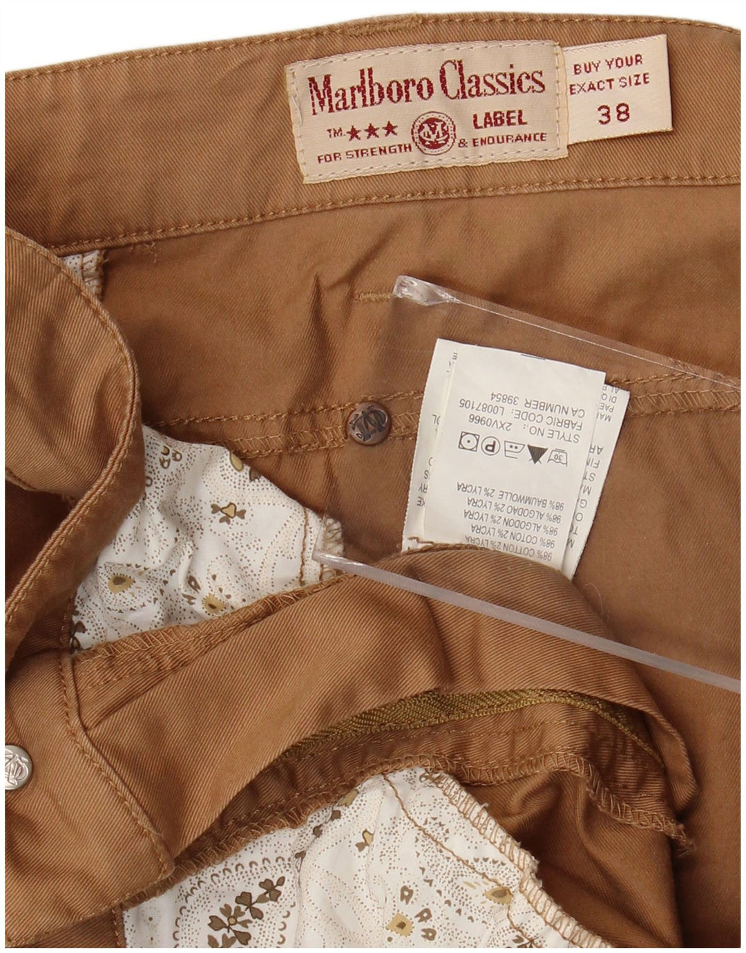Calça cortada feminina Marlboro Classics W38 L24 algodão marrom