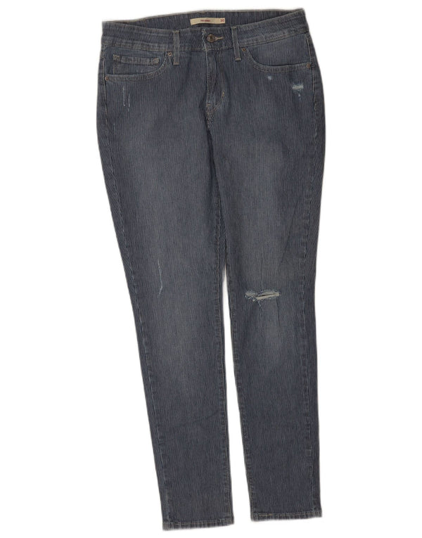 Calça jeans feminina Levi's 711 Distressed Skinny W30 L29 azul listrada de algodão