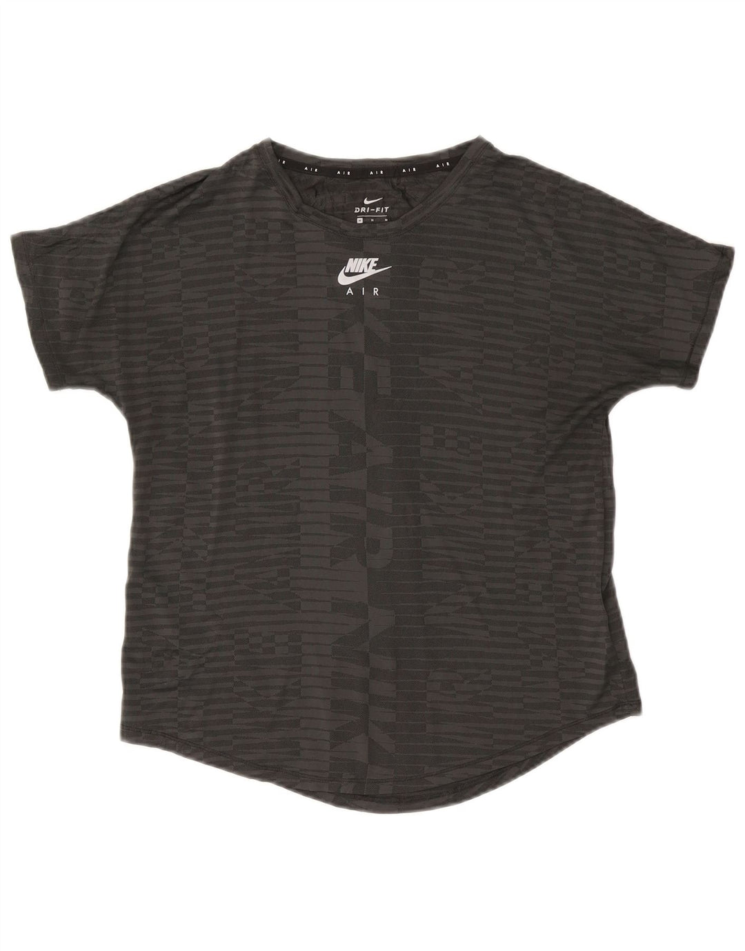 Camiseta Nike feminina gráfica Top UK 14 poliéster cinza médio
