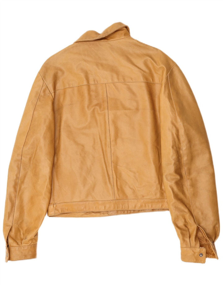 Jaqueta de couro masculina vintage UK 36 pequena marrom