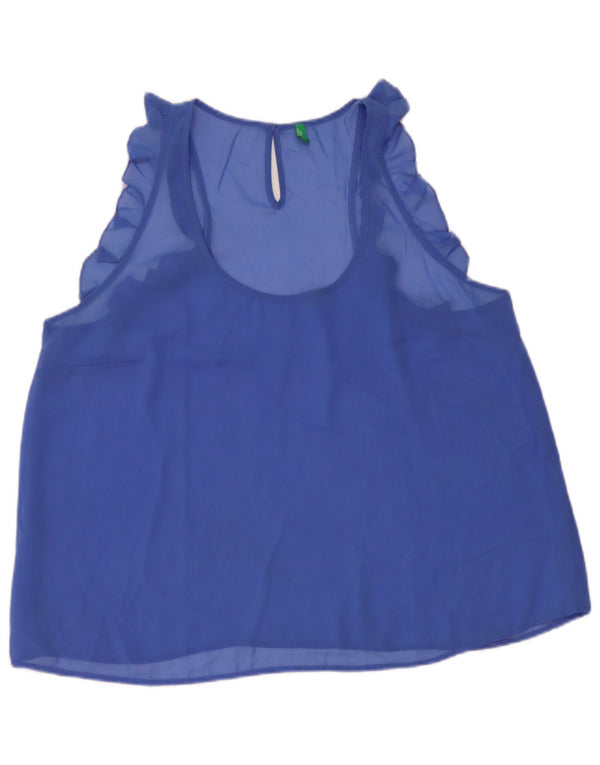 Blusa feminina sem mangas Benetton UK 16 grande azul