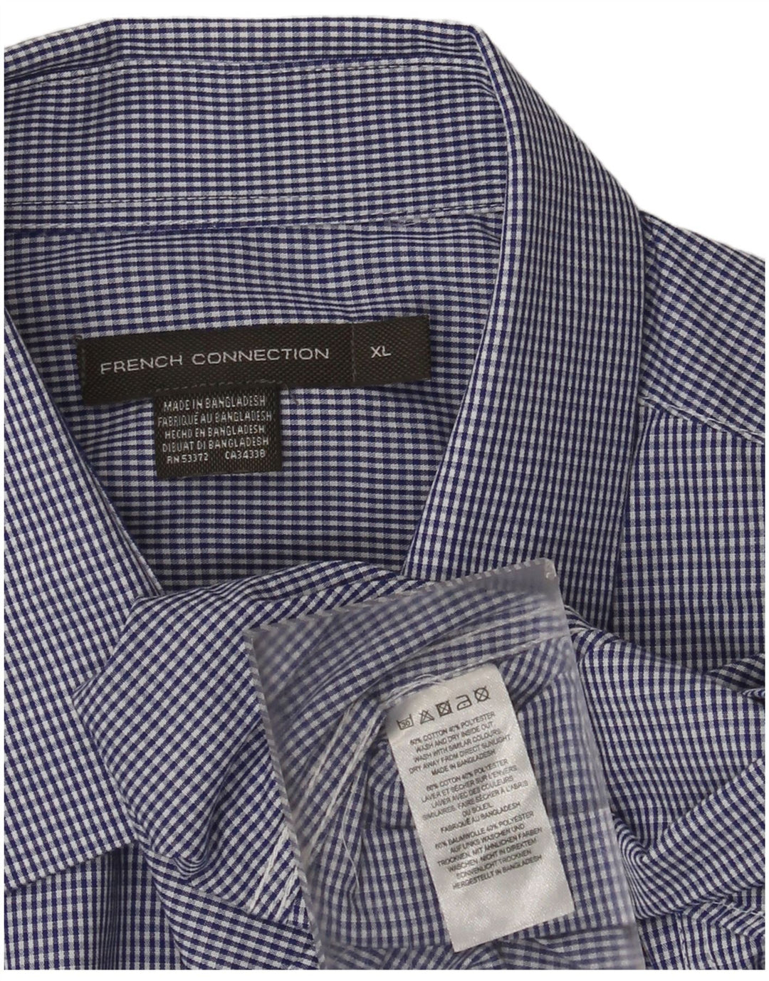 Camisa masculina French Connection XL azul algodão guingão