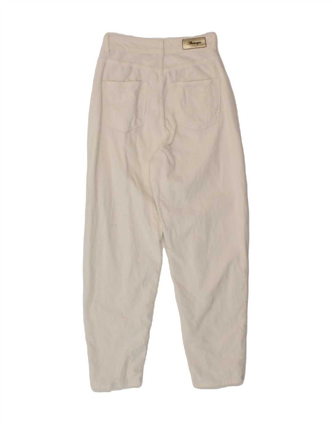 VINTAGE Womens Tapered Corduroy Trousers W26 L26 White Cotton Vintage Vintage and Second-Hand Vintage from Messina Hembry 