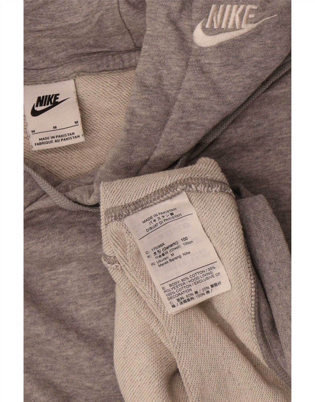 Nike Mens Hoodie Jumper Médio Algodão Cinza