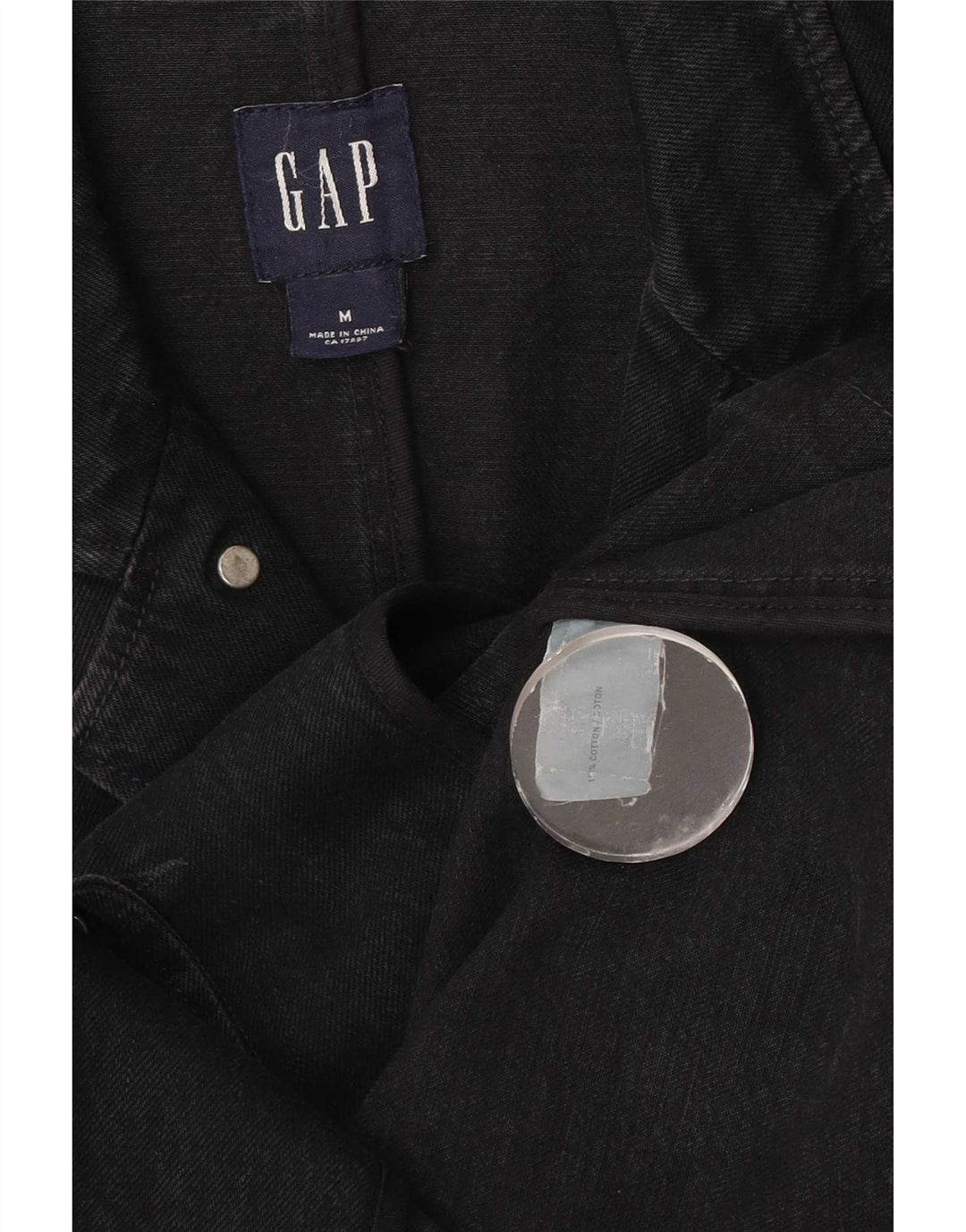 Jaqueta jeans masculina Gap Reino Unido 38 algodão preto médio