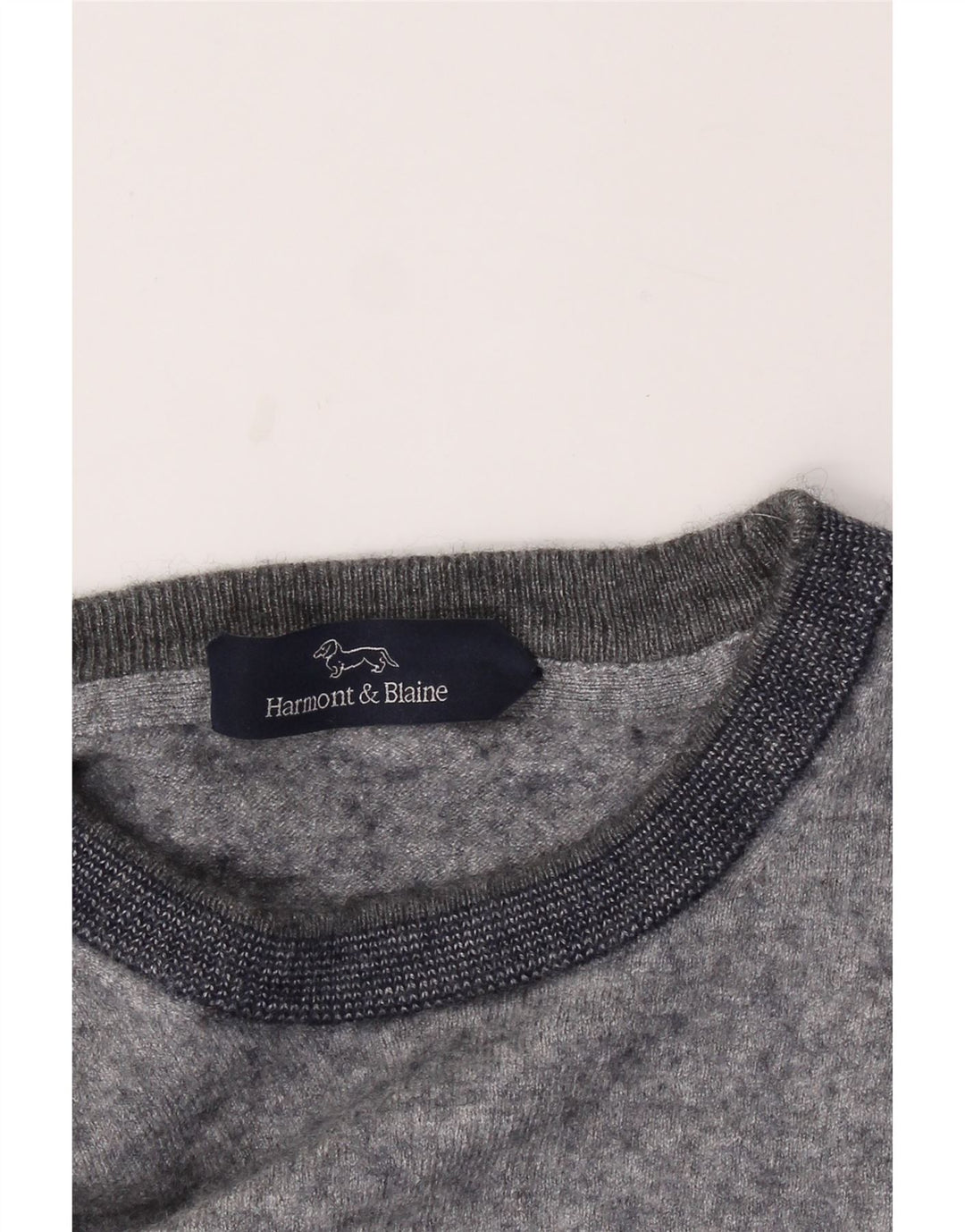 HARMONT & BLAINE Mens Crew Neck Jumper Sweater Small Grey Vintage Harmont & Blaine and Second-Hand Harmont & Blaine from Messina Hembry 
