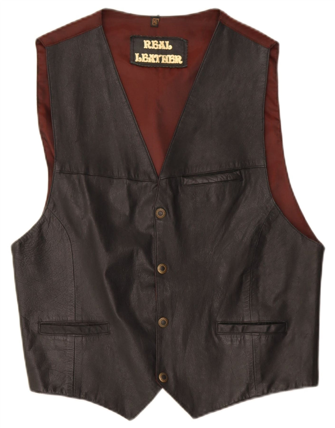 Colete de couro masculino vintage XL couro preto